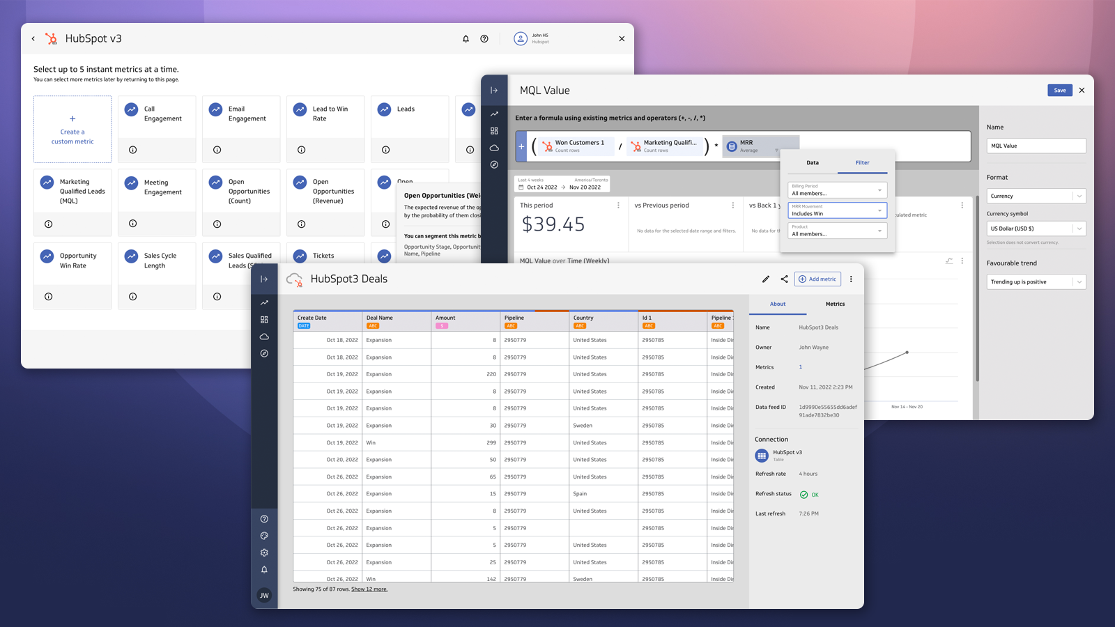Pre-built and custom metrics and dashboards